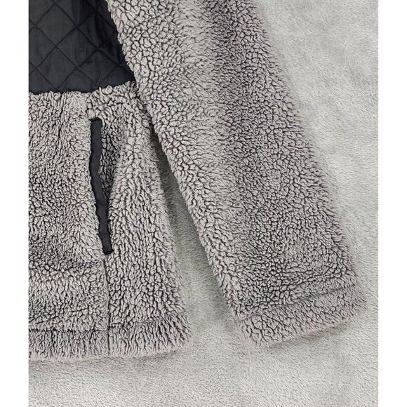 Steve Madden Sherpa Jacket Womens Medium Gray Black Quilted Snap On Outdoor - Picture 9 of 12